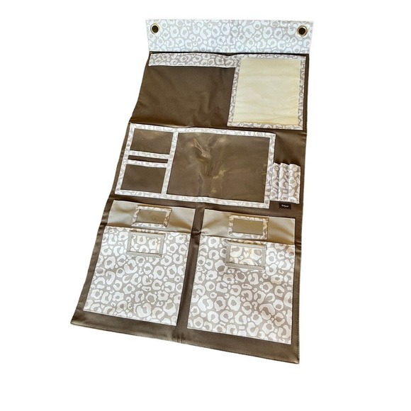 Thirty One 31 Brown Tan Hanging Organizer Hang Up School Office Home 41" x 22" - Picture 2 of 3